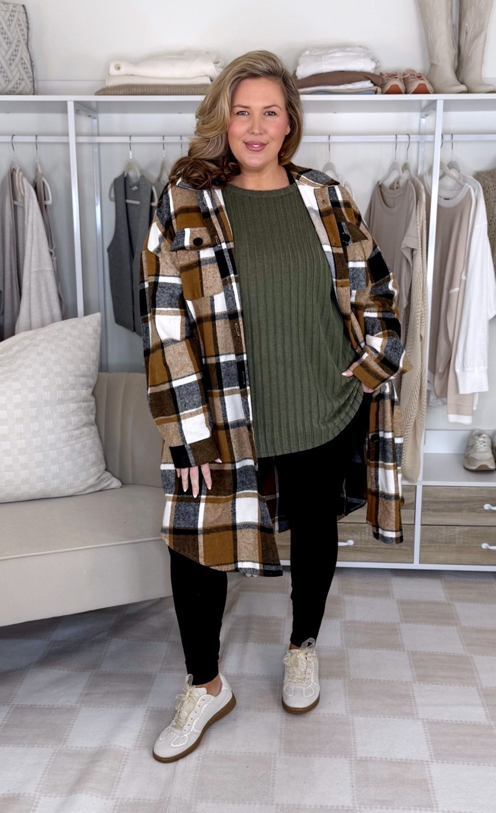 leggings are 2XL, The bra is 2XL, The green top is 3X, The shacket is a size 22, size up!

Plus size fashion, holiday outfit ideas, midsize fashion, everyday outfit ideas, mom style

#LTKPlusSize #LTKFindsUnder50 #LTKMidsize