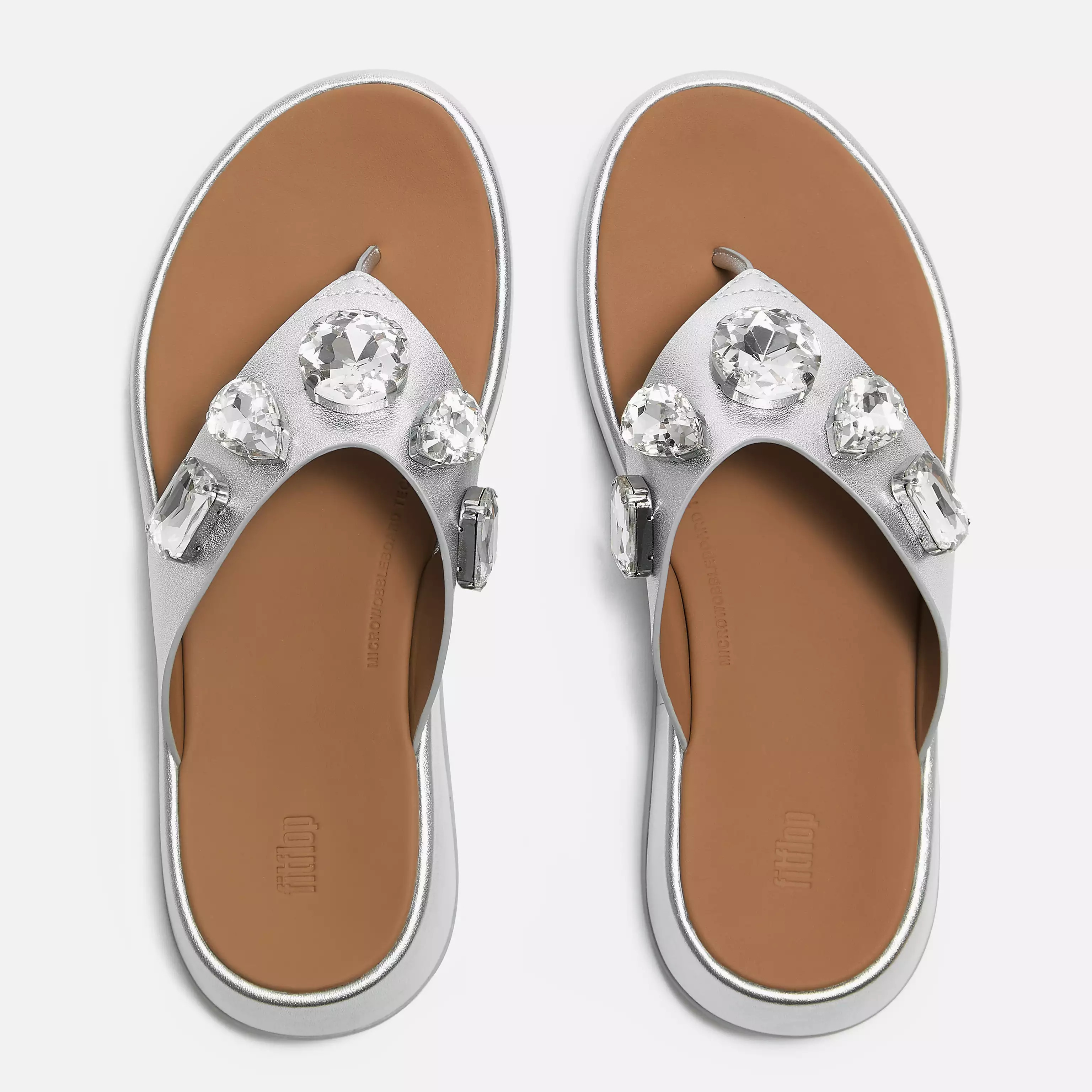 F-MODE Ultra-Jewel Metallic-Leather Toe-Post Sandals | FitFlop (US)