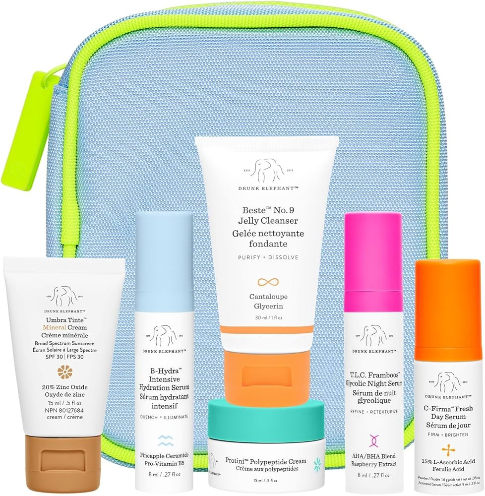 Drunk Elephant The Littles 7.0 Kit - 6 Travel-Friendly A.M. and P.M. Essentials - Clean Clinical ... | Amazon (US)