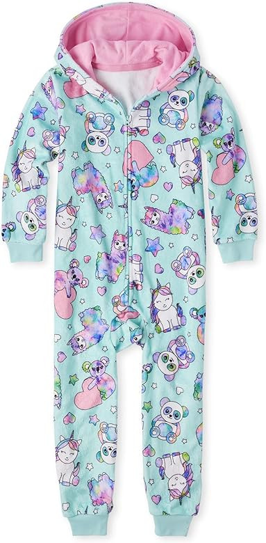 The Children's Place Baby Girls' Long Sleeve Fleece Zip Up Onesie Pajama | Amazon (US)
