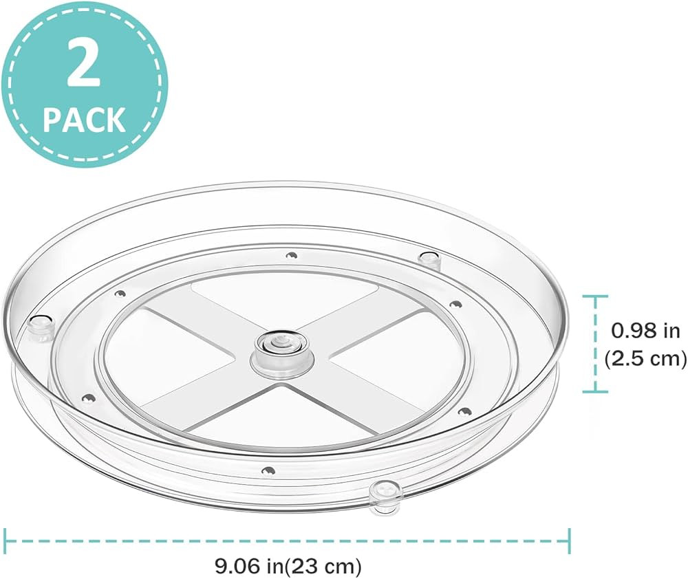 Puricon 2 Pack Lazy Susan Clear Organizer for Cabinet Pantry Storage, Rotating Tray for Fridge Ba... | Amazon (US)