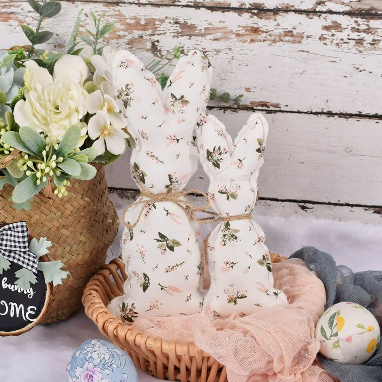 Cheers US Stuffed Fabric Bunnies, Farmhouse Pastel Bunny Decor Farmhouse Rustic Bunny Decor for S... | Walmart (US)