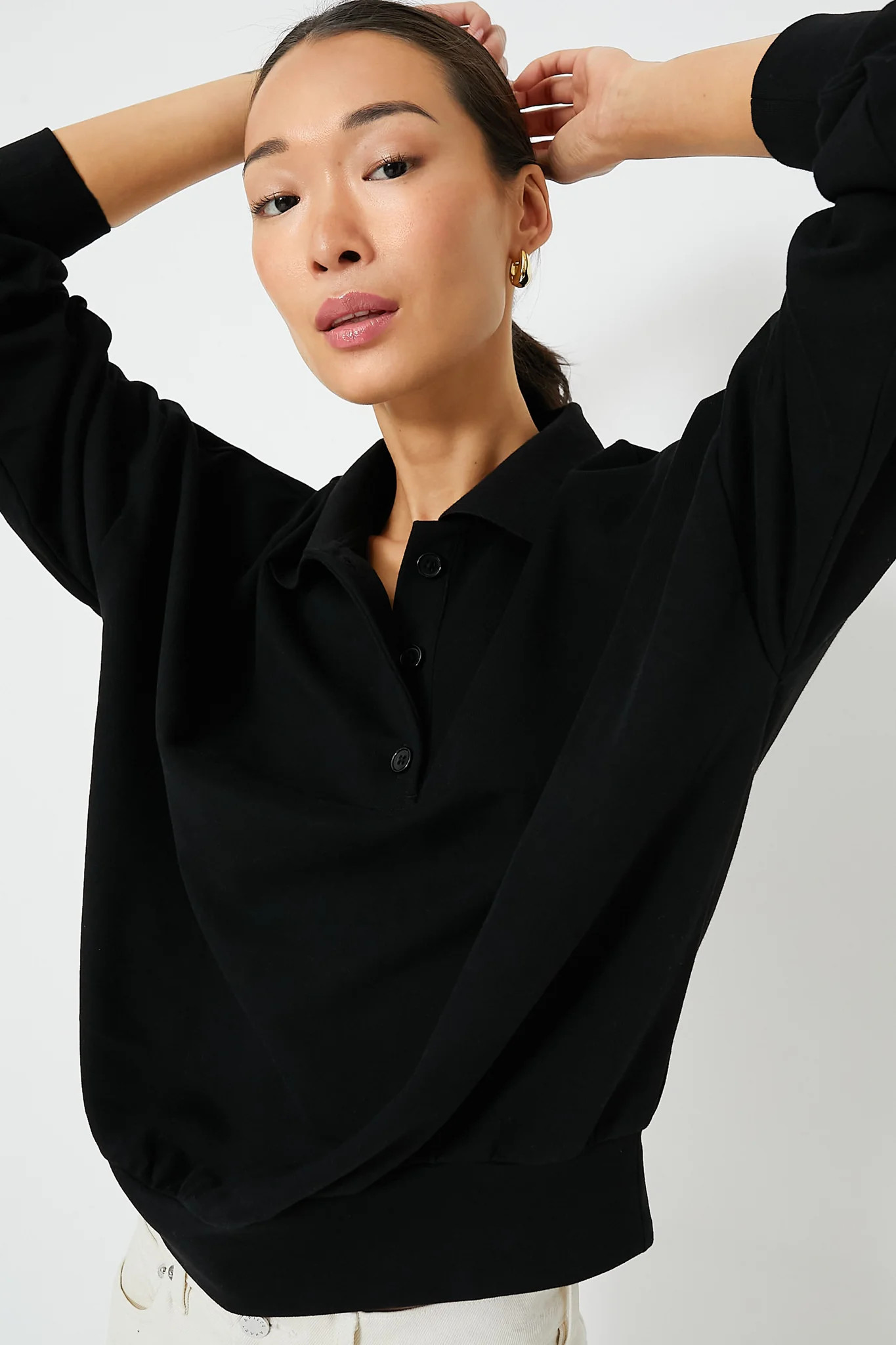 Black Bode Polo Sweatshirt | Tuckernuck (US)