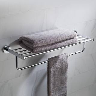KRAUS Elie Bathroom Shelf with Towel Bar in Chrome KEA-18842CH - The Home Depot | The Home Depot