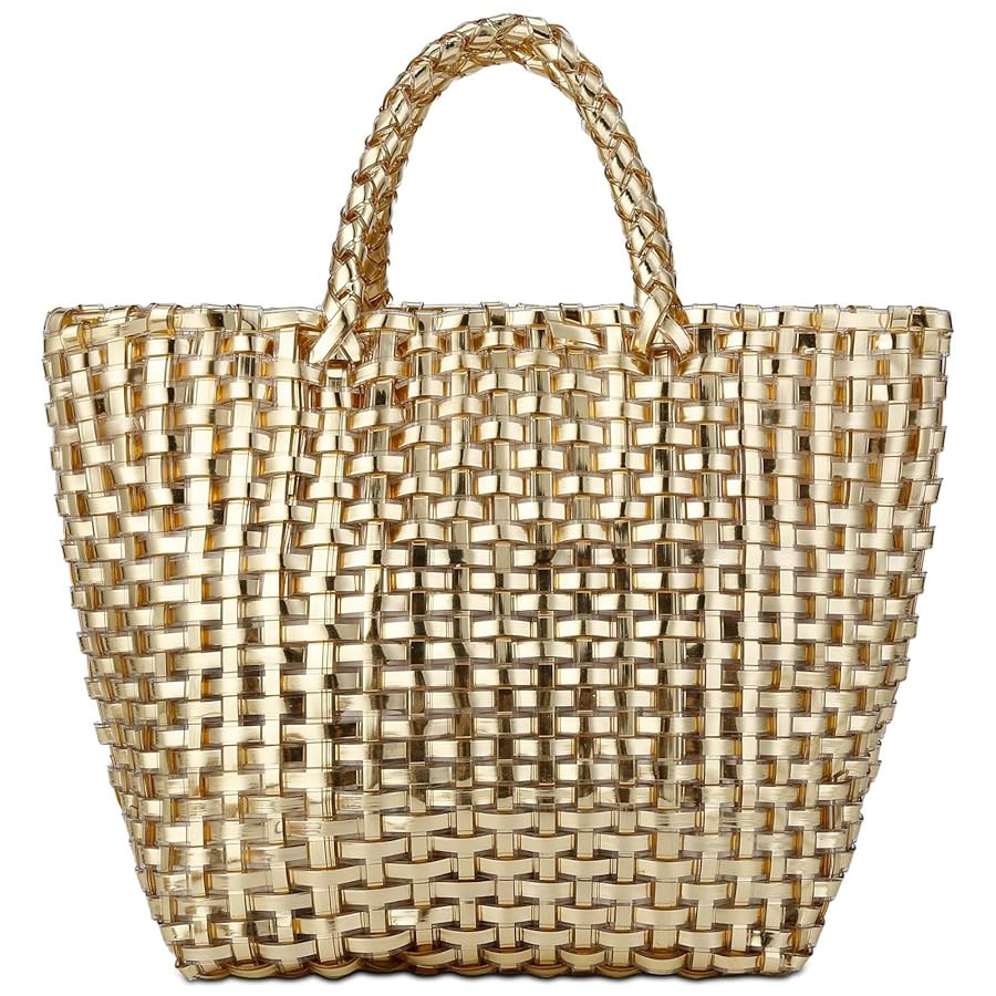 YYW Woven Bag for Women, Shiny Leather Tote Bag, Small Basket Handbag Women Clutch Purse | Amazon (US)