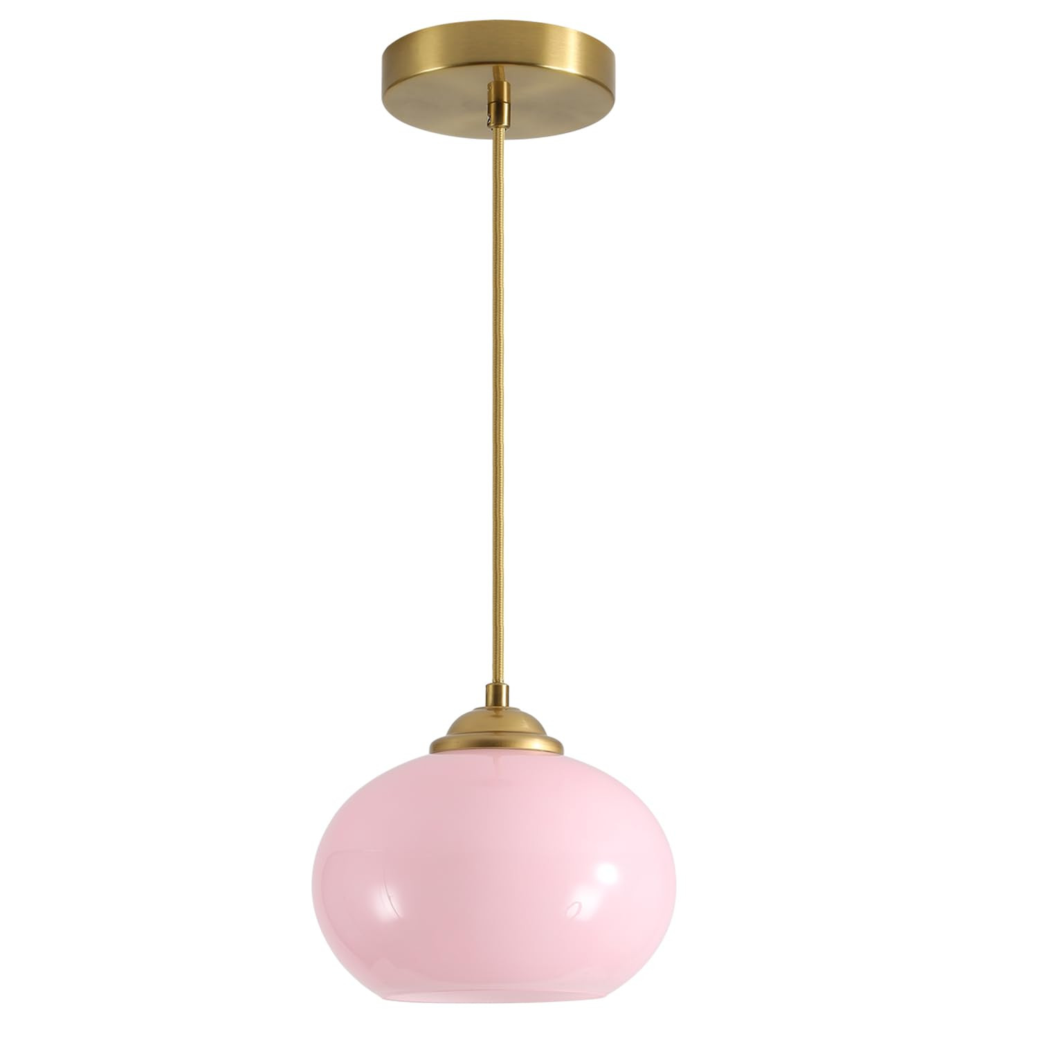 KCO Lighting Pink Globe Pendant Light Mid Century Modern Large Glass Pendant Lighting Brass Gold ... | Amazon (US)