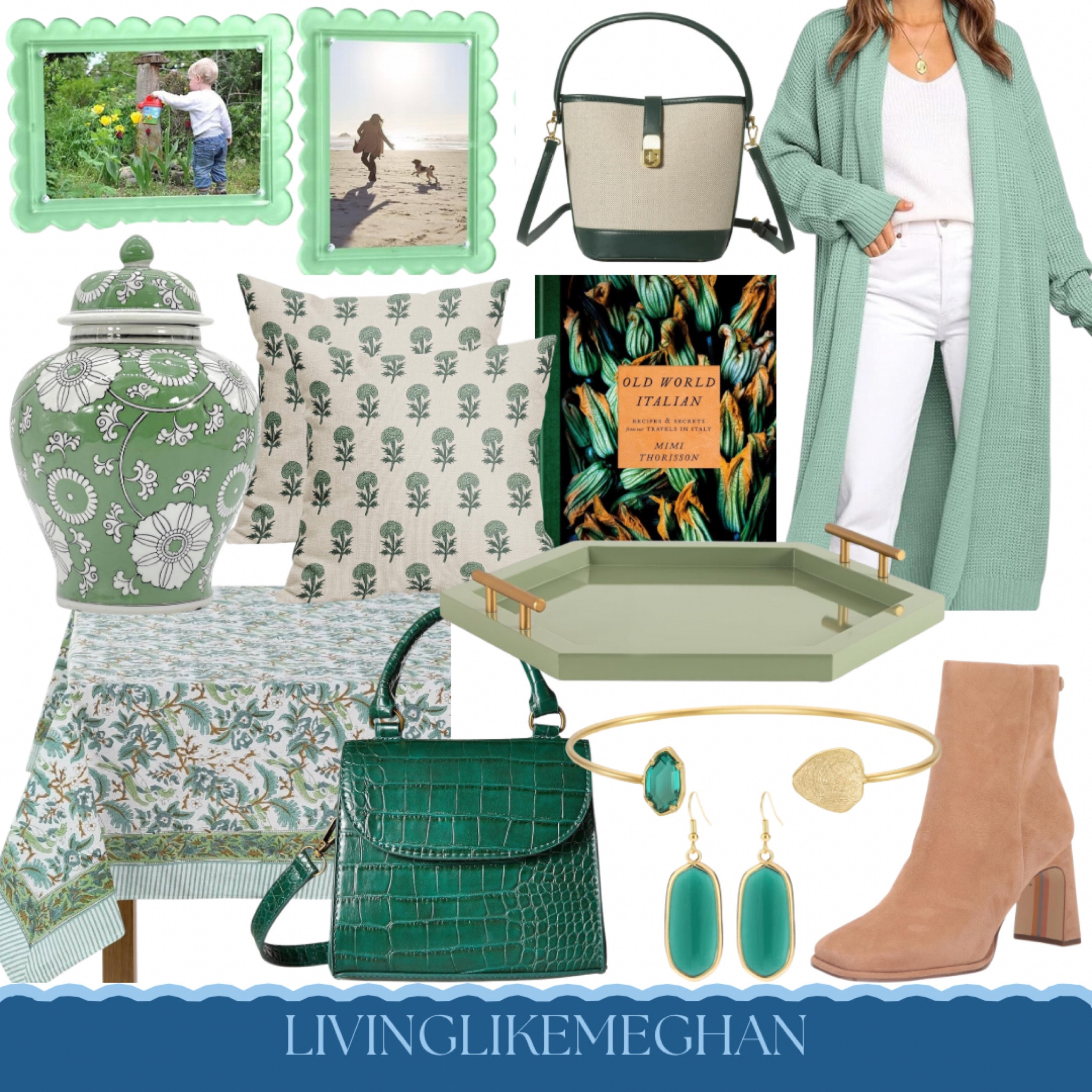 Amazon Finds - greens





Booties, fall shoes, boots, green handbag, green and white, green and gold, bracelets, cardigan, scalloped edge, acrylic picture frame, block print, throw pillows, cook book, ginger jar, chinoiserie, fall handbag, tray, Amazon, Amazon finds, home decor

#LTKFindsUnder50 #LTKSaleAlert #LTKItBag