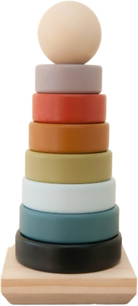 Our Littles Co Neutral Rainbow Wooden Ring Stacker Toy | Montessori Stacking Rings for Toddlers |... | Amazon (US)