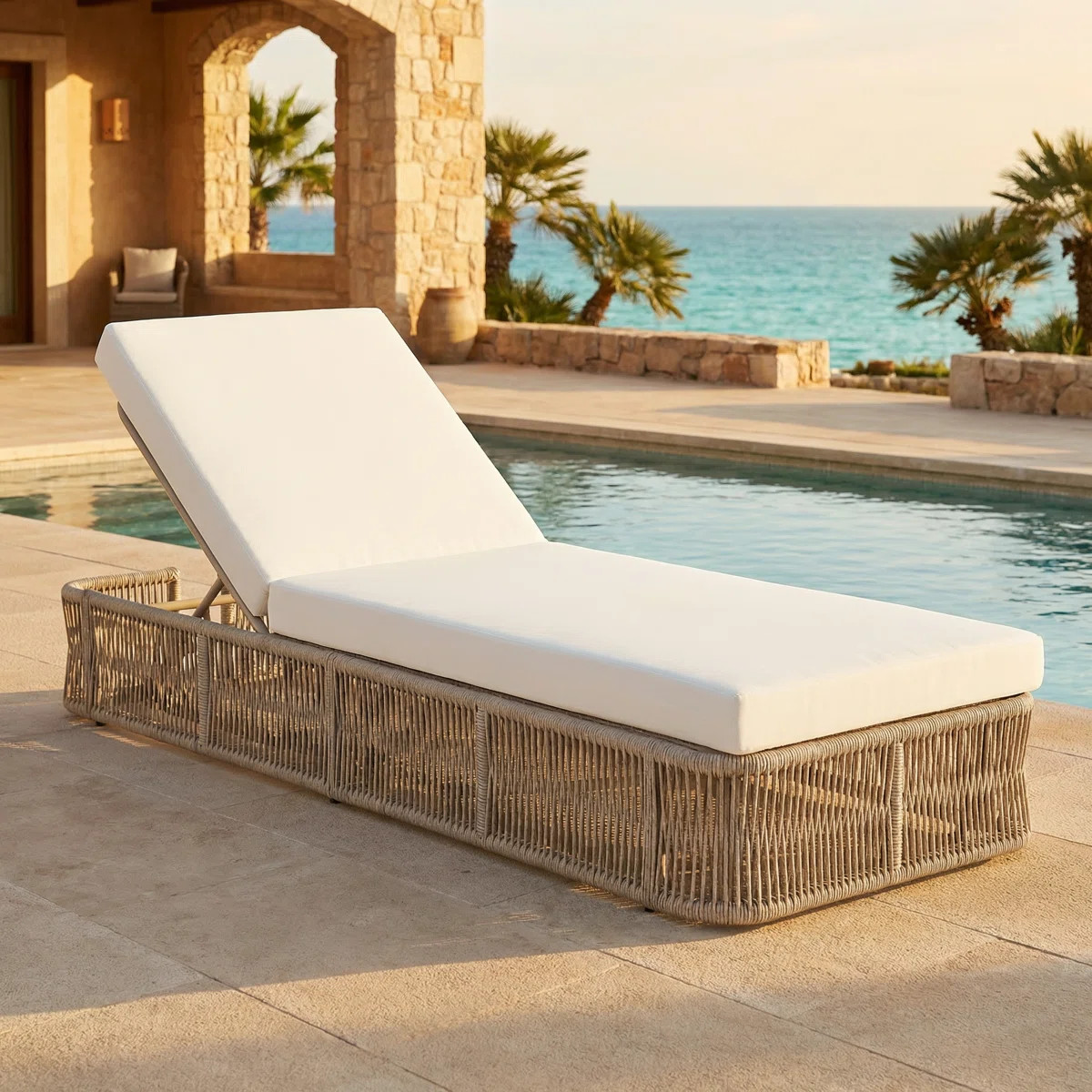 Ocevia Modern Outdoor Woven Rope Adjustable Chaise Lounge With Cushion | Wayfair North America