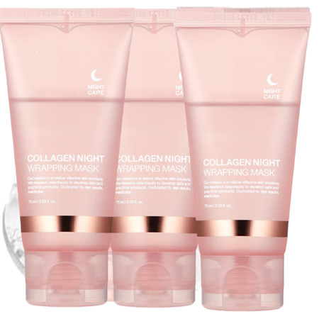 3 PC Collagen Night Wrapping Mask Peel-Off Overnight Collagen Face Mask - Deeply Hydrates & Firming & Glowy - Reduce Sagging & Wrinkle For Glowing Skin 2.53 fl.oz | Walmart (US)