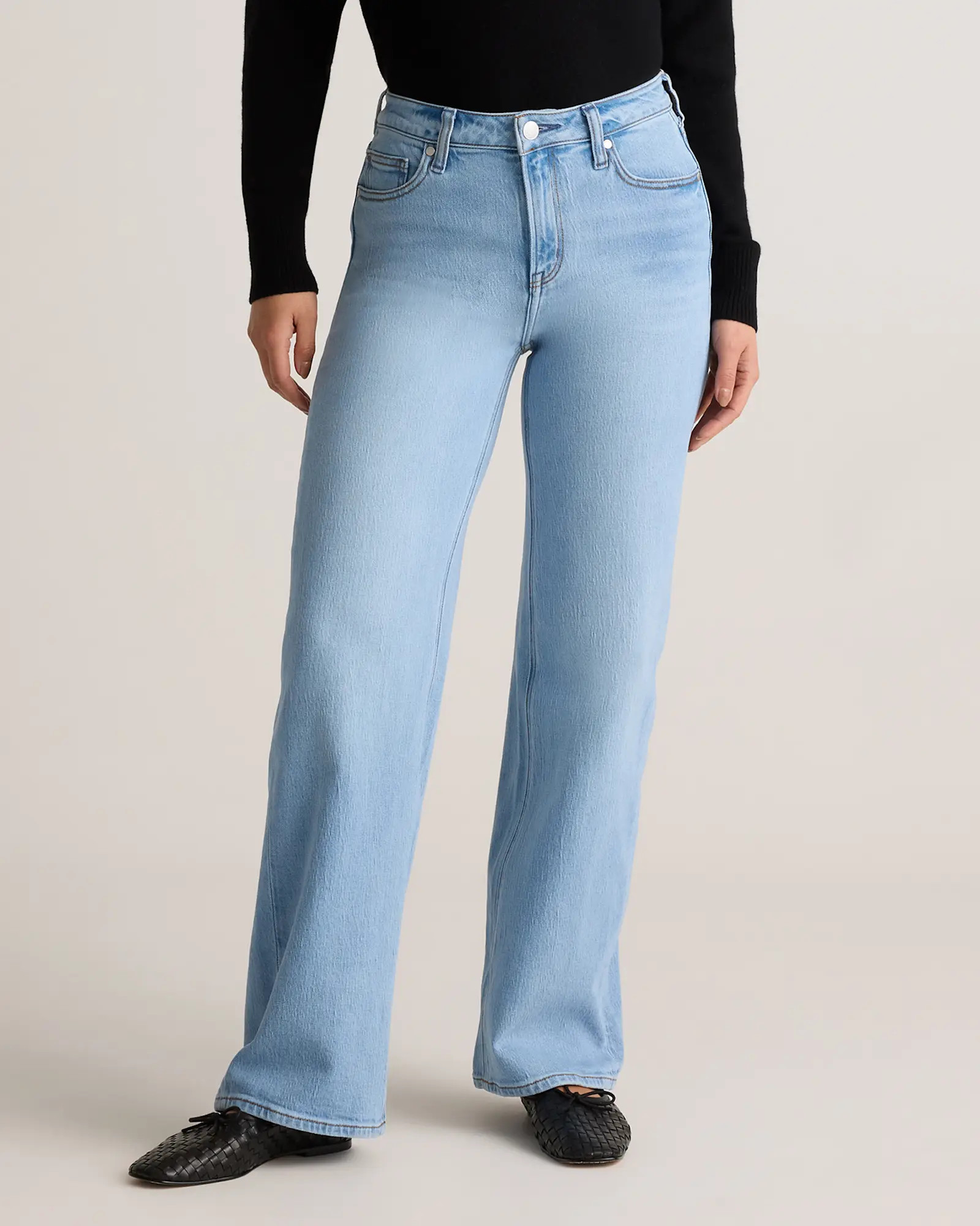 Bella Stretch Relaxed Straight Jeans in Cool Blue | Quince