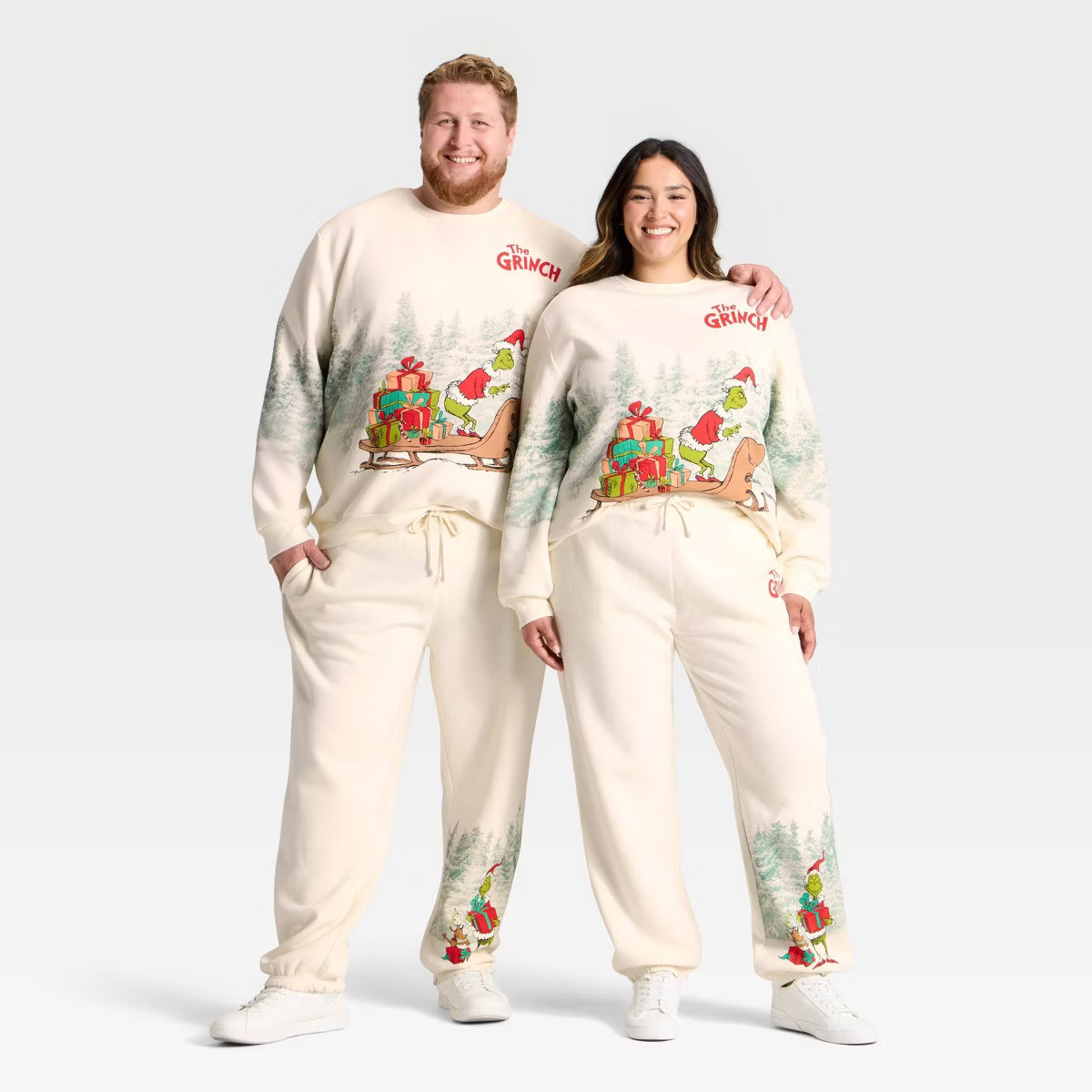 Adult Grinch Sled Fleece Graphic Pants - Cream | Target