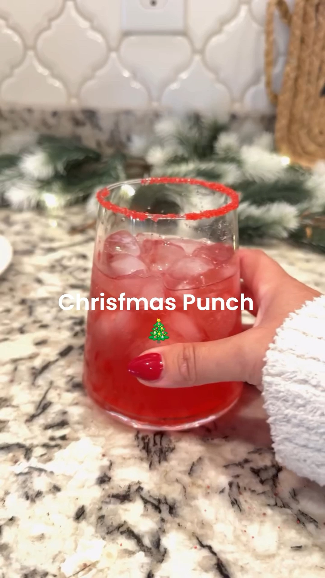 ✨ The easiest Christmas punch! 🎅 Mix cranberry juice, pineapple juice, limeade, ginger ale, fresh limes & cranberries for the prettiest holiday drink! 🍒🎄 #ChristmasPunch #HolidayDrinks #EasyRecipes #christmasparty #drinks