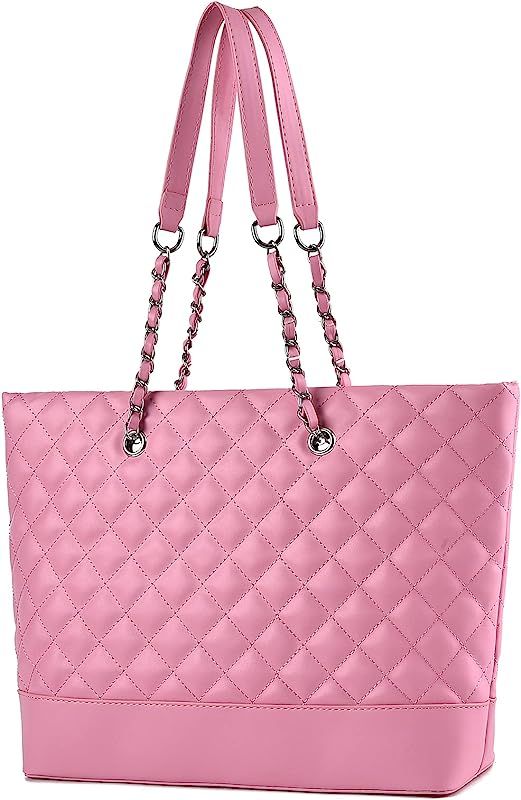 Women Quilted Shoulder Bag, Fashion Lightweight Handbags Tote Puses Designer Satchel Hobo Bag wit... | Amazon (US)