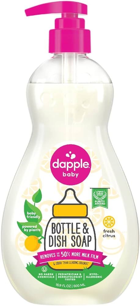 dapple Bottle and Dish Soap Baby, Fresh Citrus, 16.9 Fl Oz (Pack of 1) - Plant Based Dish Liquid ... | Amazon (US)