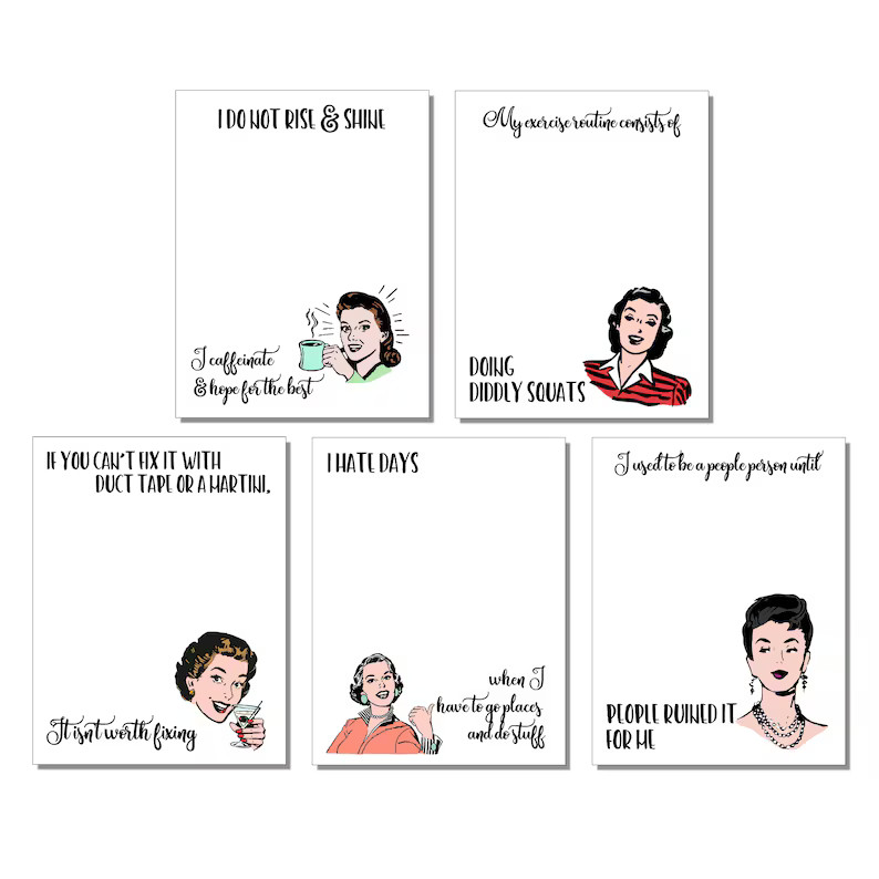 Witty Women Who Problem Solve Notepads - Retro Housewife Humor - Gift For Friends - Funny Coworke... | Etsy (US)