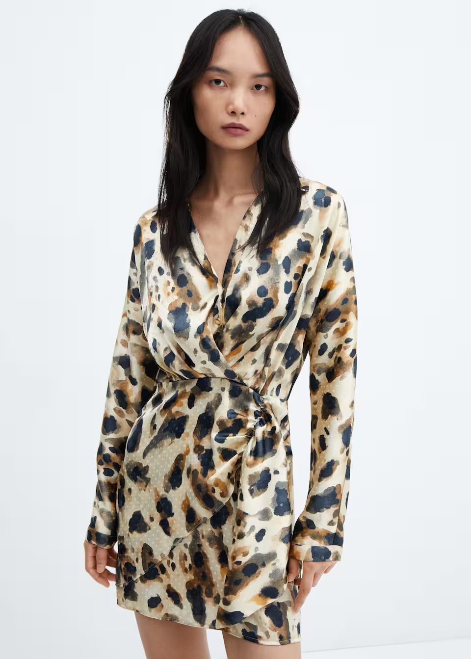 Leopard satin dress -  Woman | Mango Canada | Mango Canada