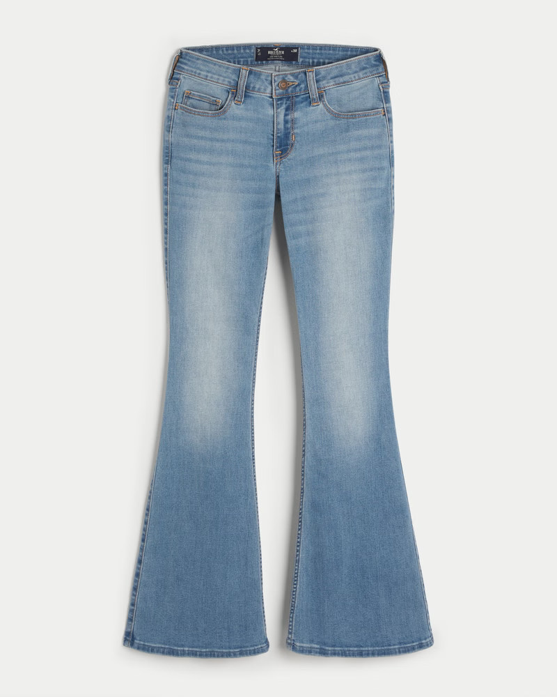 Low-Rise Medium Wash Flare Jeans | Hollister (US)