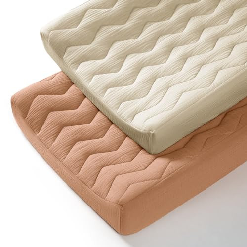 lulumoon Muslin Changing Pad Cover: Baby Cotton Quilted Changing Table Cover - Soft Changing Pad Sheets for Boys Girls | Amazon (US)