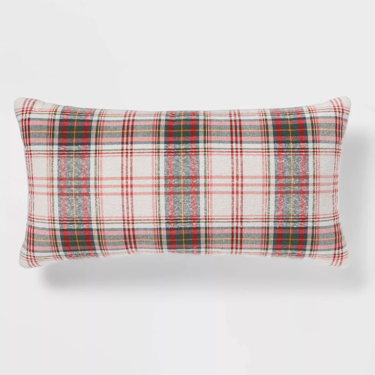 14"x26" Traditional Plaid Oversized Oblong Deco Pillow Ivory/Red/Green - Threshold™ | Target