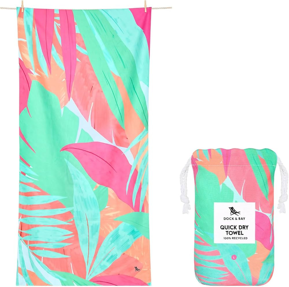 Dock & Bay Beach Towel - Quick Dry, Sand Free - Compact, Lightweight - 100% Recycled - Includes B... | Amazon (US)
