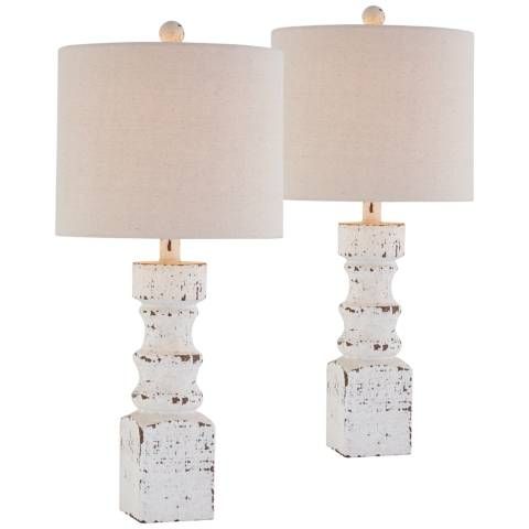 Forty West Hank Distressed Crisp White Table Lamps Set of 2 - #575T3 | Lamps Plus | Lamps Plus