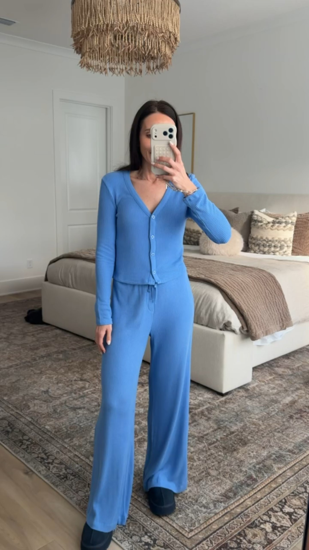 Cozy set from Target, blue outfit ideas, cozy at home, ugg tazz slippers, annabrstyle.

#LTKOver40 #LTKFindsUnder100