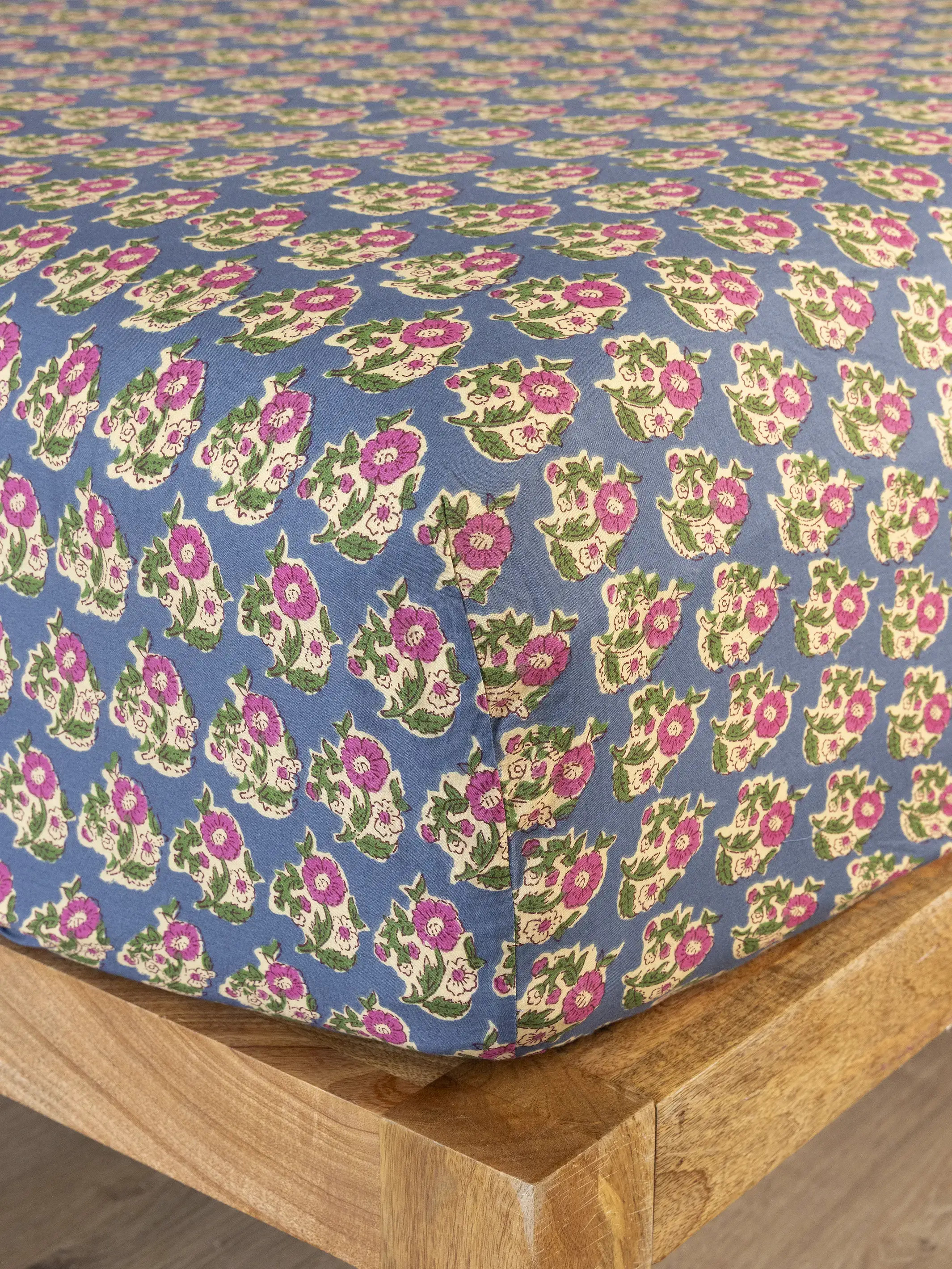 Mix & Match Cotton Fitted Sheet - Denim Fields | Natural Life