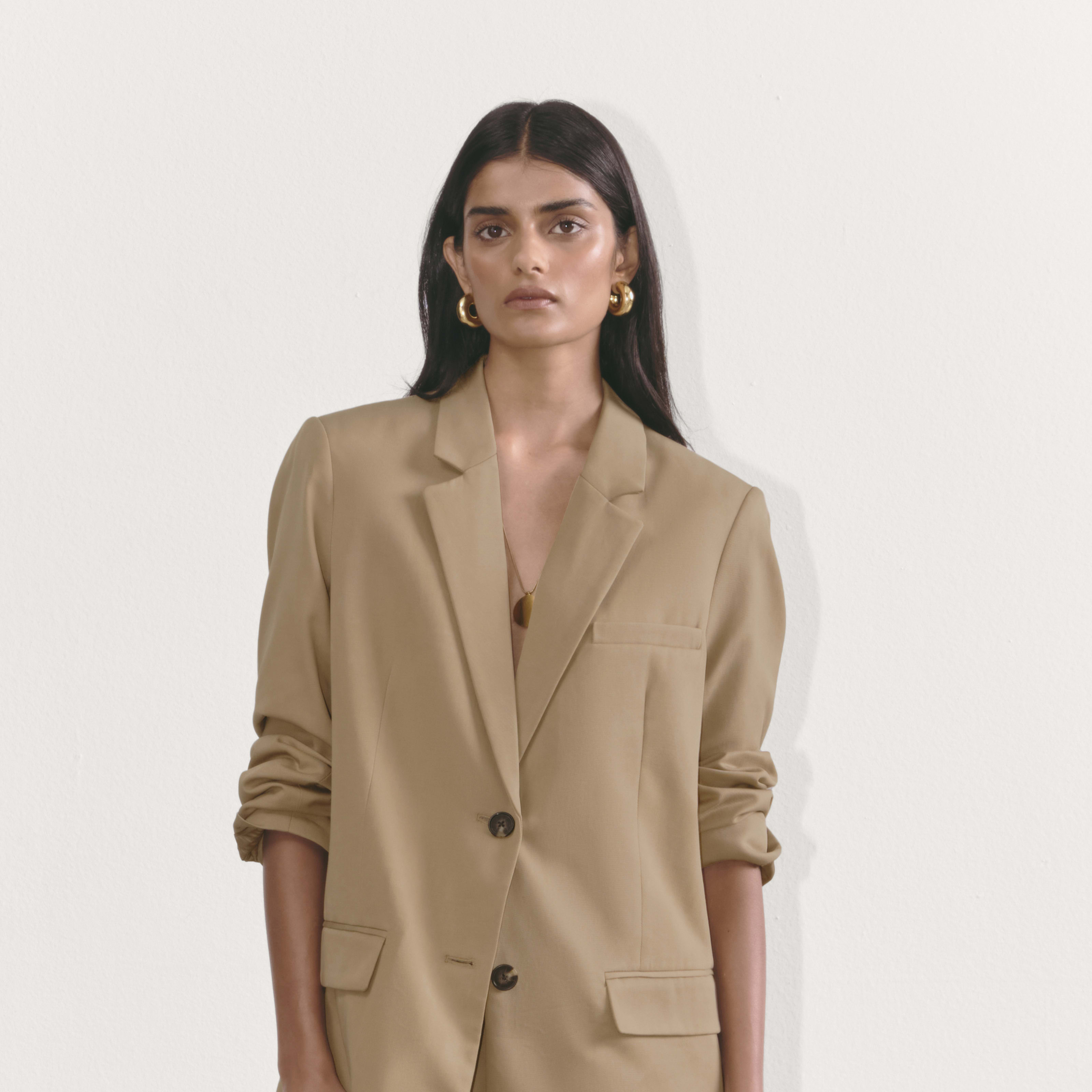 Women's Oversized Blazer in Buttersmooth by Everlane in Ash Brown, Size 0 | Everlane