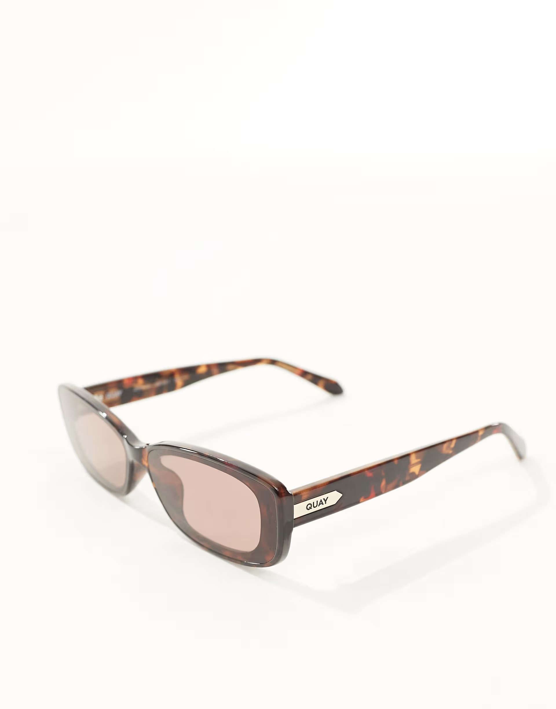 Quay vibe check rectangle sunglasses in tortoiseshell | ASOS (Global)