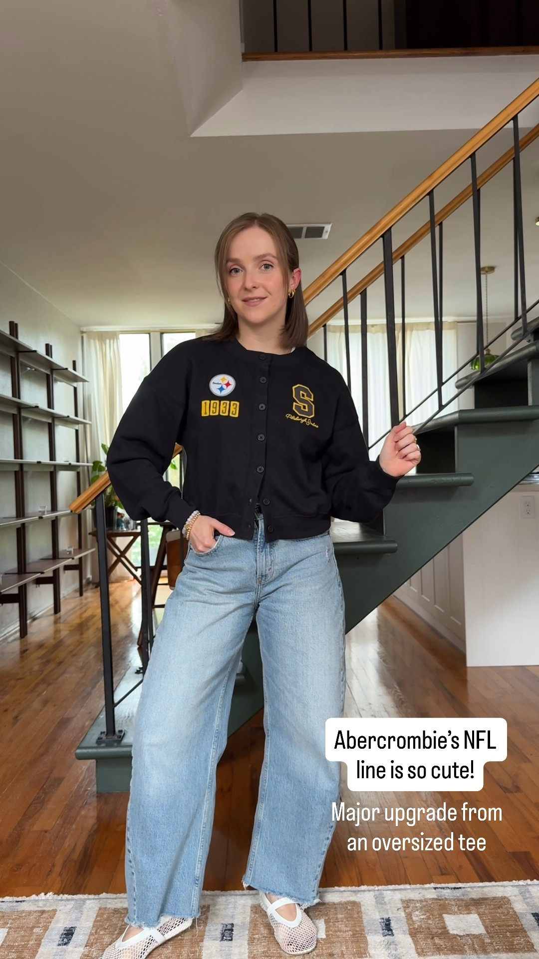 Abercrombie NFL line 25% off sale! These pieces are usually excluded from sales but included this weekend 
Wearing xs 
25 short barrel jeans

#LTKootd #LTKSaleAlert #LTKPetite