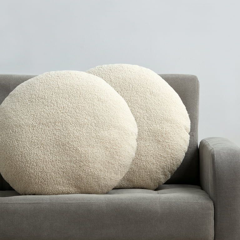 Mainstays Teddy 21" Round Ivory Decorative Pillows (2 Count) | Walmart (US)