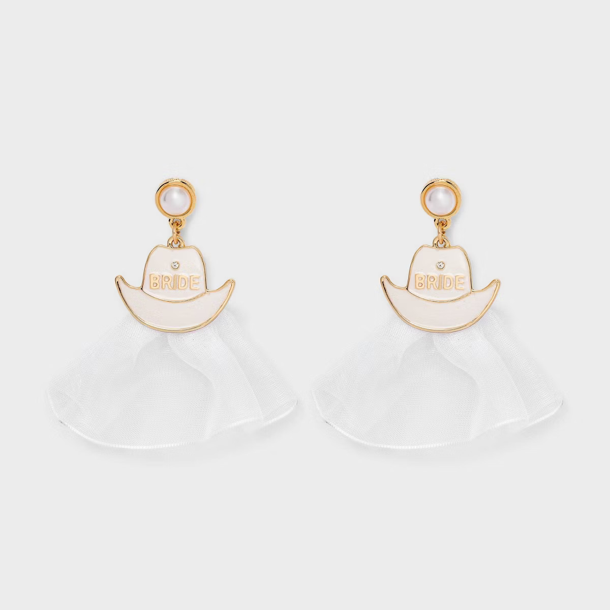 Bride Cowboy Hat Drop Earrings - Ivory/White | Target