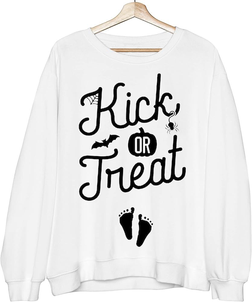 Halloween Pregnancy Hocus Pocus Funny Sweatshirt T-Shirt, Kick or Treat Halloween Mom Pregnancy A... | Amazon (US)