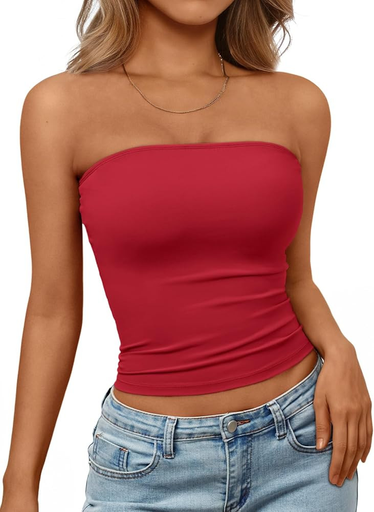 Trendy Queen Women's Strapless Bandeau Crop Top | Amazon (US)