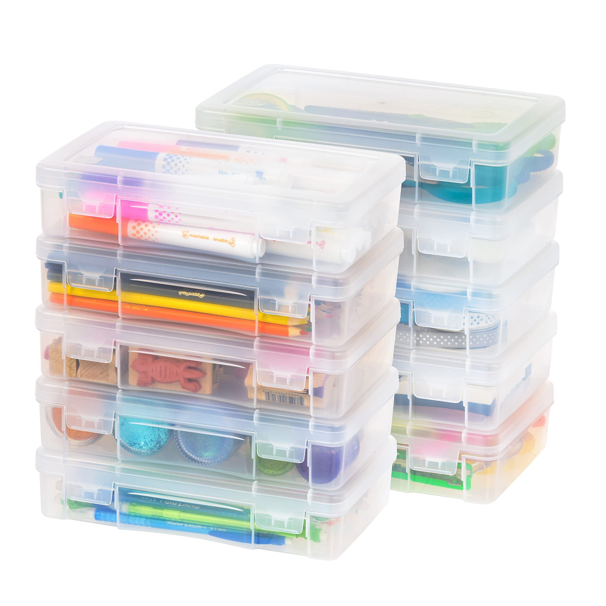 IRIS USA Pencil Case Boxes, 10-Pack, |Made in USA|, Plastic Bead Organizing Containers with Snap ... | Amazon (US)