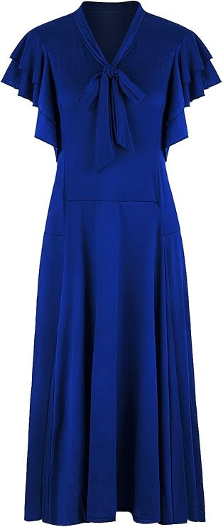 Vijiv Women's Vintage 1920s Flapper Dress Bias Cut Great Gatsby Dresses | V Neck Bow Flutter Slee... | Amazon (US)