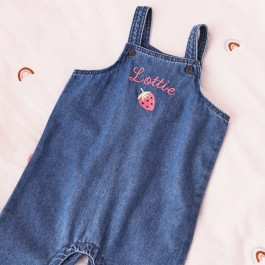 Personalised Strawberry Denim Dungarees | My 1st Years (Global)