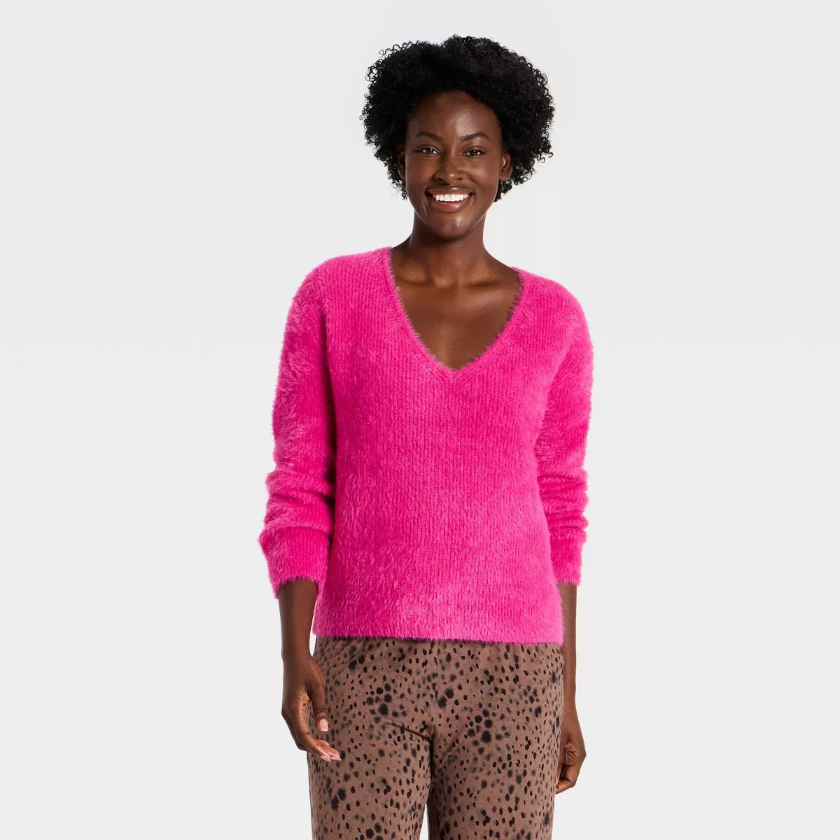 Women's V-Neck Pullover Sweater - Auden\u2122 Pink XS | Target