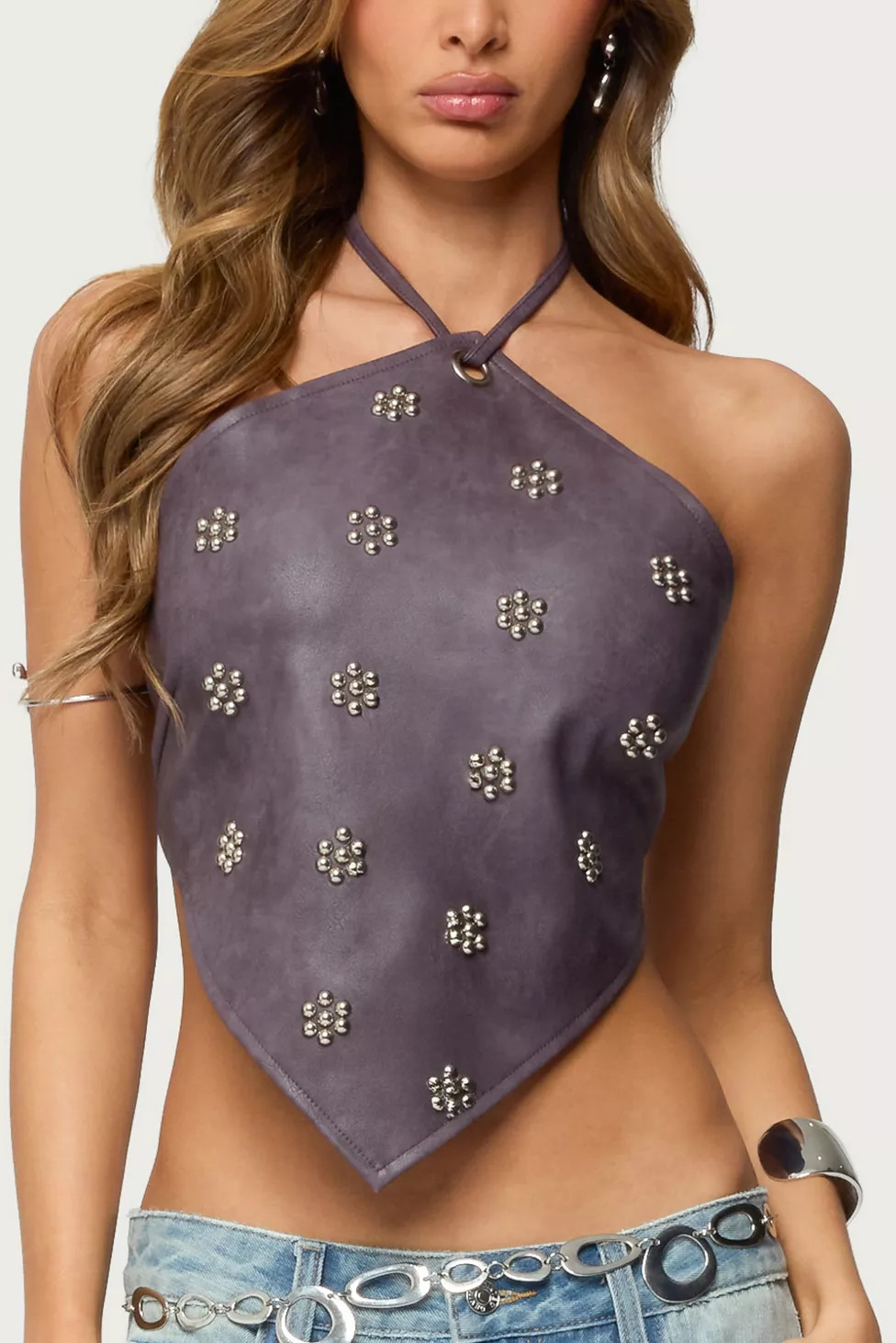 Edikted Shila Studded Faux Leather Backless Top | Urban Outfitters (US and RoW)