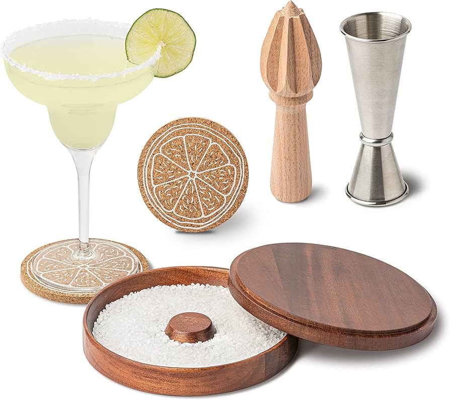 Unna Margarita Salt Rimmer Set - Large Acacia Bar Salt and Sugar Rimmer, Fits up to 5.5in Glasses... | Amazon (US)