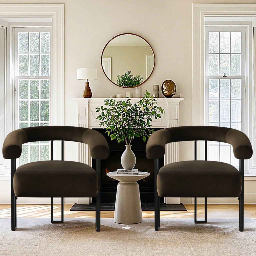 Mia Modern Velvet Accent Chair with Arms (Set of 2) | Pop Maison