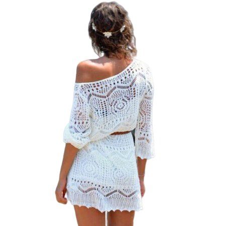 Sexy Womens Summer Lace Hollow Knit Bikini Swimwear Cover up Crochet Beach Dress | Walmart (US)