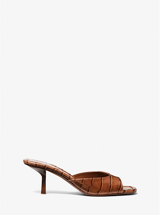 Anita Crocodile Embossed Leather Sandal | Michael Kors US