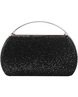 Women's Fashion Top Handle Rhinestone Beaded Evening Bag Clutch Handbag | Amazon (US)
