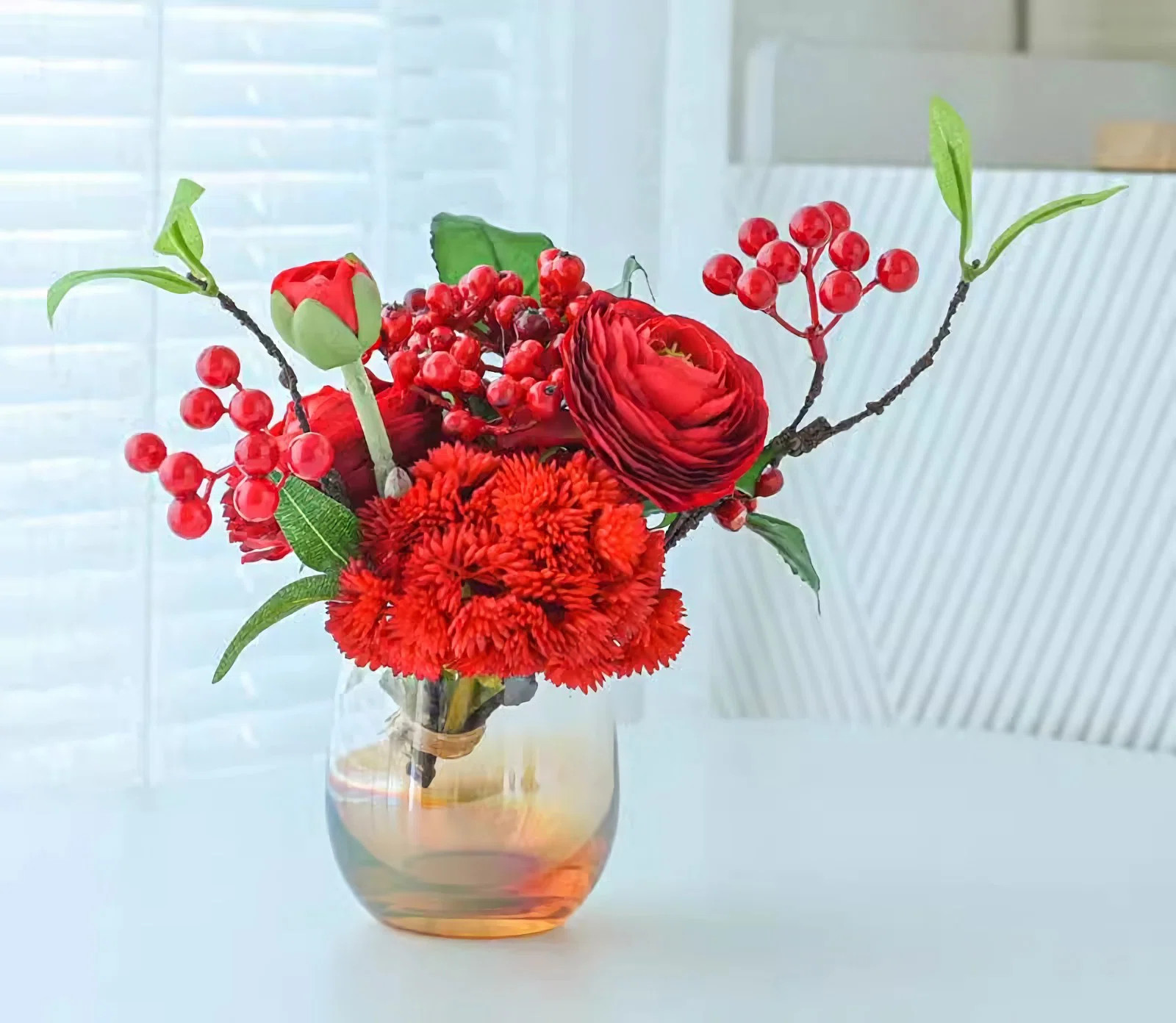 Simulated Flower Green Plant Glass Bottle Desktop Decoration | Wayfair North America