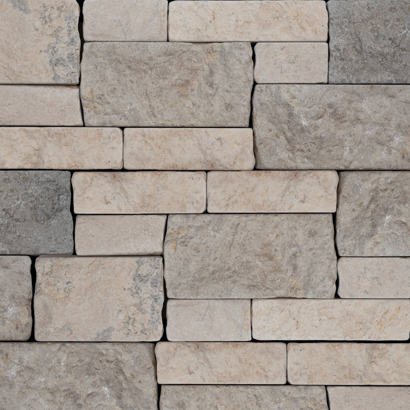 Tumbled Ledger 8" x 22" Limestone Wired Mesh in Mixed Beige & Grey | Bedrosians Tile and Stone