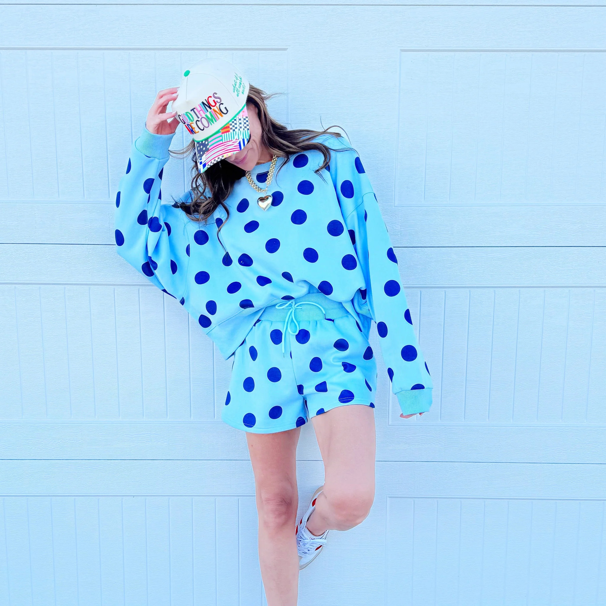 Blue Polka Dot Crop Sweatshirt - Pre Order! | Poppy & Pine
