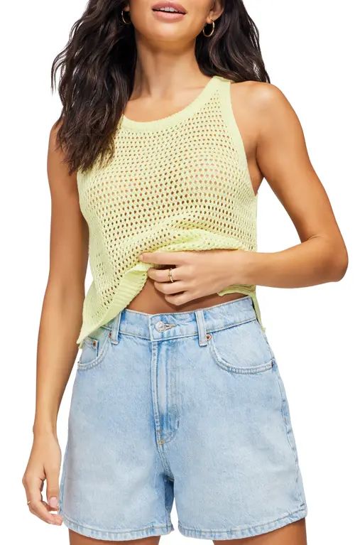 Wildfox Francie Open Stitch Cotton Blend Knit Tank Top in Pale Lime Yellow at Nordstrom, Size Small | Nordstrom