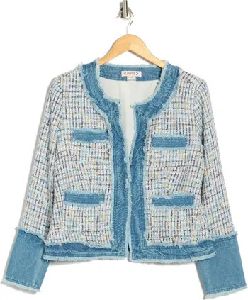 Nanette Lepore Denim Trim Bouclé Crop Jacket | Nordstromrack | Nordstrom Rack
